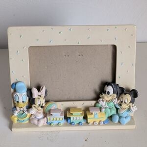 DISNEY 3D Characters 3x5 Glass Picture Frame Baby Mickey Mouse Donald Duck VTG